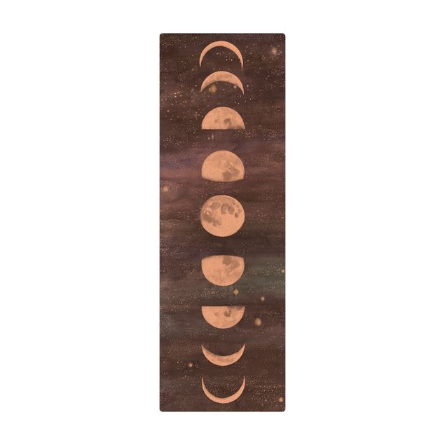 Tappetino di sughero - Fasi della Luna in acquerello - Formato verticale 1:3