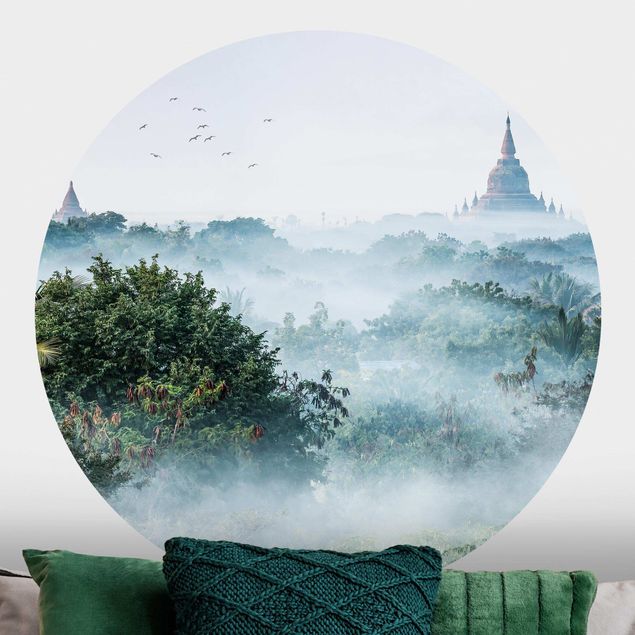 Carta da parati adesiva Nebbia mattutina sulla giungla di Bagan