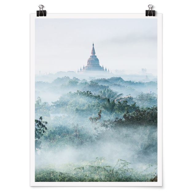 Quadri con animali della giungla Nebbia mattutina sulla giungla di Bagan
