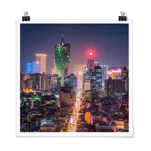 Poster città Notte illuminata a Macao
