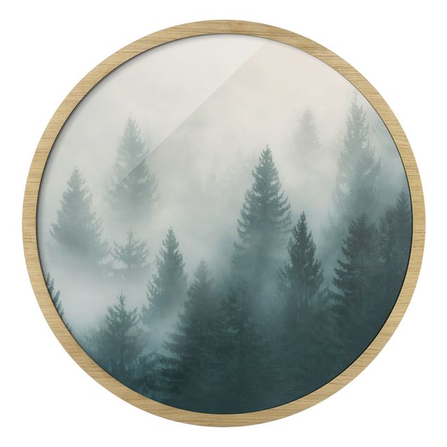 Quadri natura Foresta di conifere nella nebbia