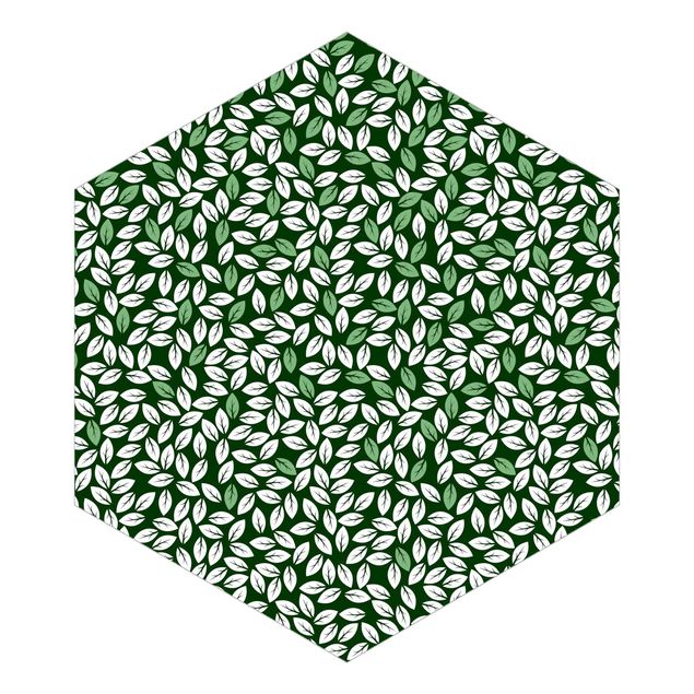 Carta da parati online Motivo naturale Pioggia di foglie in verde