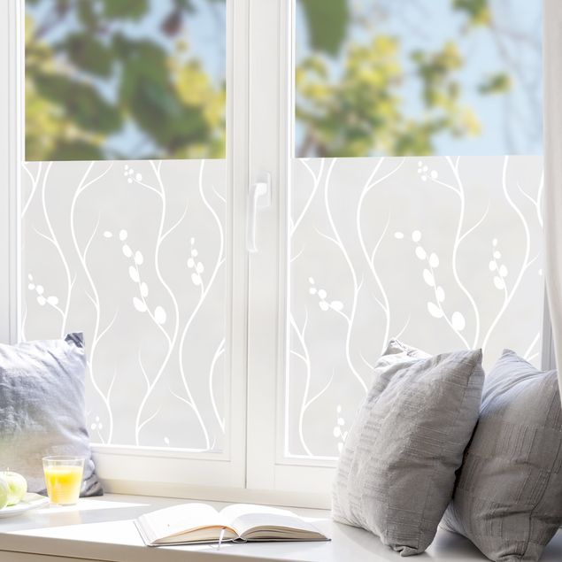 Adesivi per finestre con disegni Motivo naturale con boccioli nei rami
