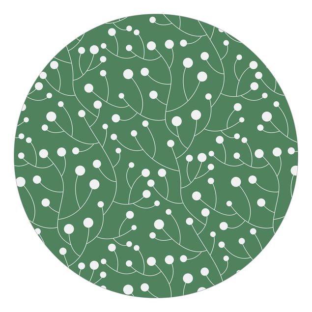 Carta da parati moderne Motivo naturale di crescita con puntini in verde