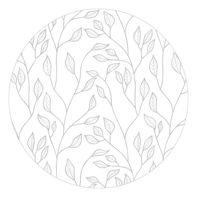 Carta da parati floreale Motivo naturale Rami con foglie in grigio
