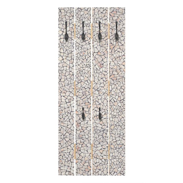 Appendiabiti da parete con pannello Mosaico di pietre naturali con fughe sabbiose