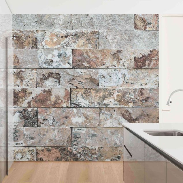 Carta parati effetto marmo Muro di pietra naturale di marmo