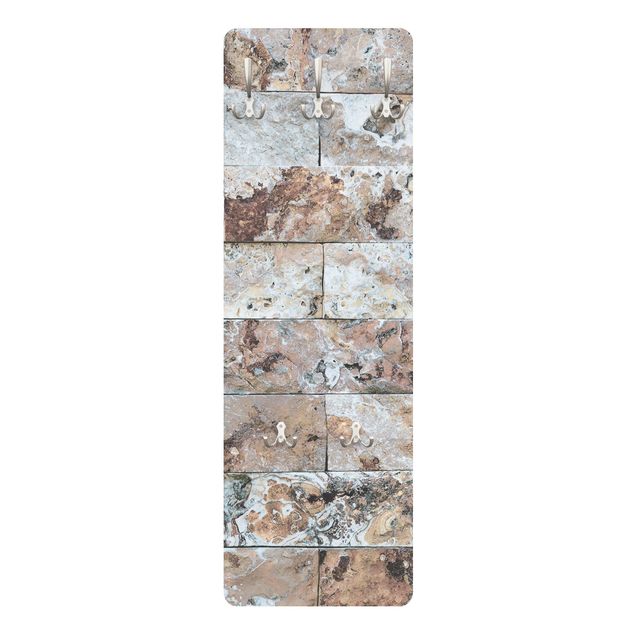 Appendiabiti pannello beige Muro di pietra naturale di marmo