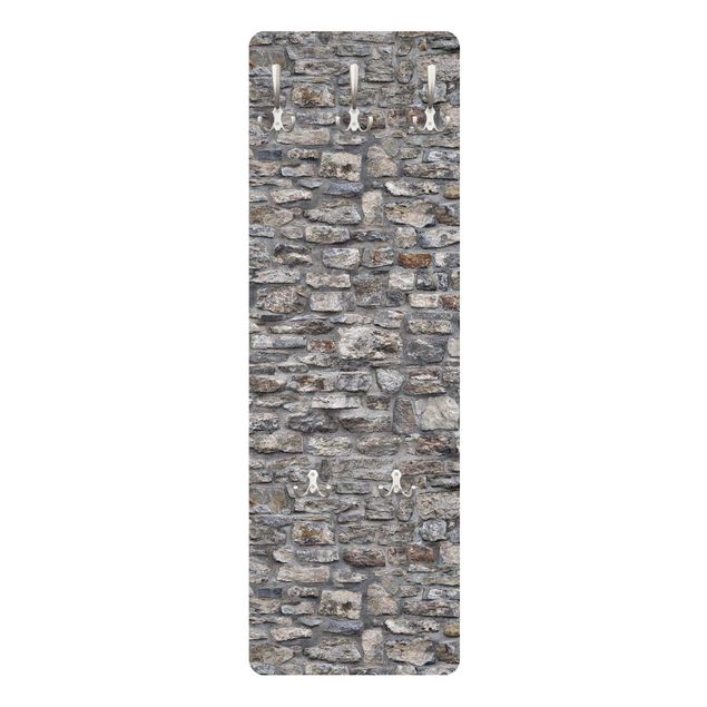 Appendiabiti grigio Parati effetto pietra naturale - Vecchio muro di pietra