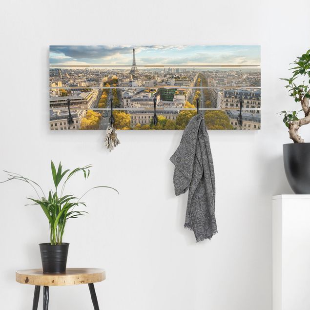 Appendiabiti pannello con architettura e skylines Bella giornata a Parigi