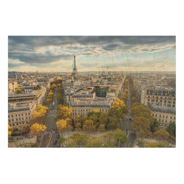 Quadri in legno con paesaggio Bella giornata a Parigi