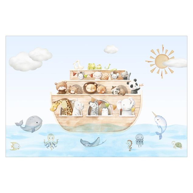 Carte da parati con giraffe Teneri cuccioli di animali sull'arca
