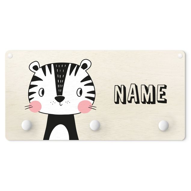 Appendiabiti pannello con animali Gatto tigrato carino con nome personalizzato