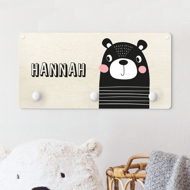 Decorazioni camera bambini Carino orso a strisce con nome personalizzato