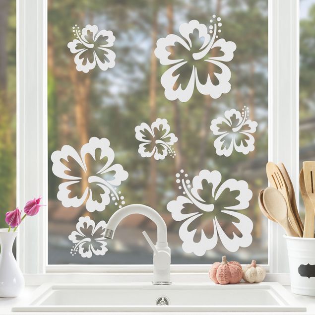 Adesivi per finestre con fiori No.71 Ibisco