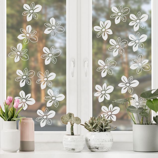 Adesivi floreali per vetri No.UL510 molti fiori