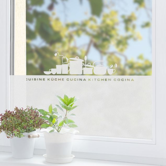Adesivi per finestre con frasi No.ul926 Bordo della silhouette da cucina