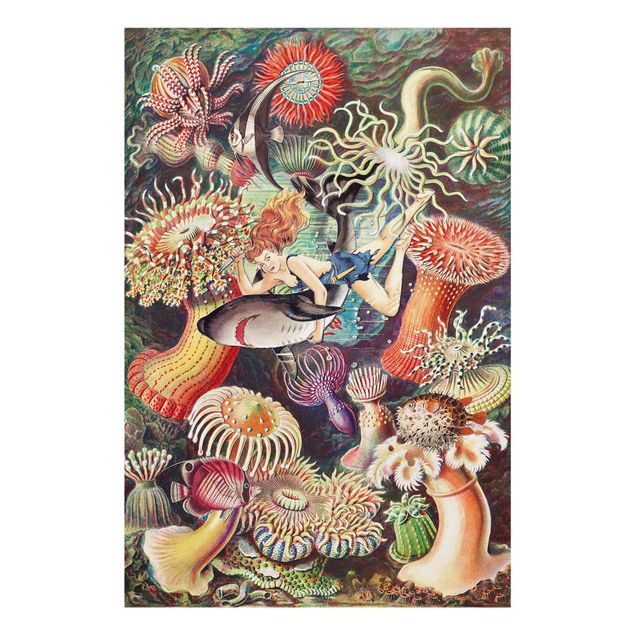 Quadri colorati Ninfa con anemone di mare