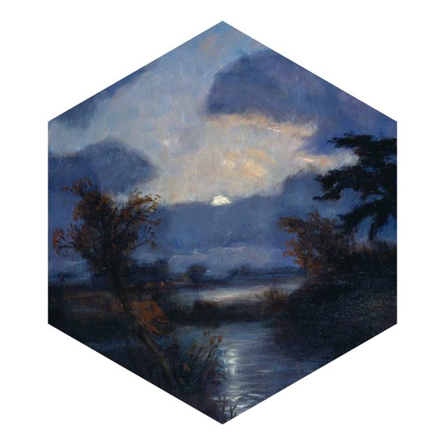 Carte da parati paesaggio Otto Modersohn - Notte di luna nella palude del diavolo