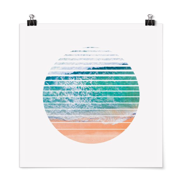 Poster spiaggia mare Oceano in cerchio