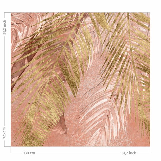 tende per finestre da interno Foglie di palma rosa e oro III