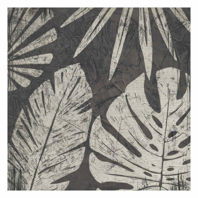 Carta da parati online Sfondo grigio scuro con foglie di palma