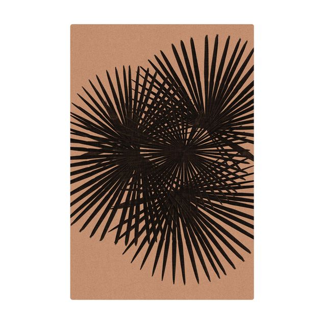 Tappetino di sughero - Foglie di palma in bianco e nero - Formato verticale 2:3