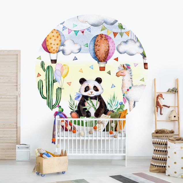 Decorazioni camera neonato Panda e lama acquerello