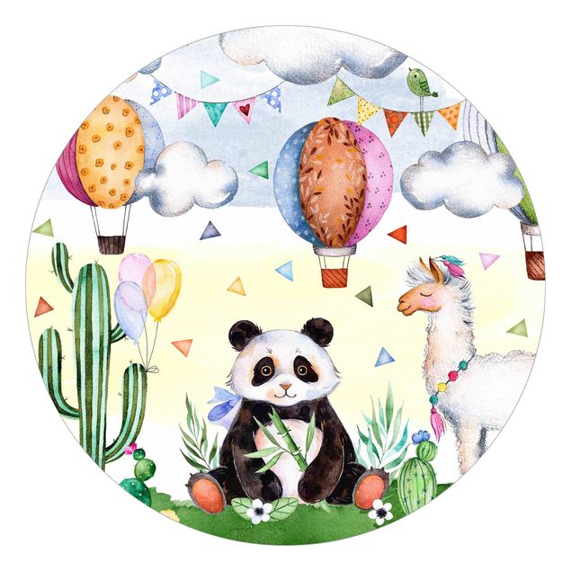 Carta da parati moderna Panda e lama acquerello