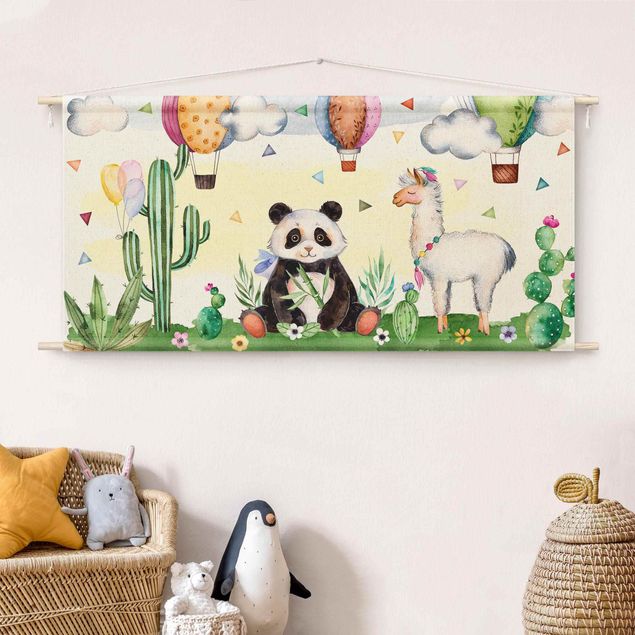 Panda quadro Panda e lama in acquerello