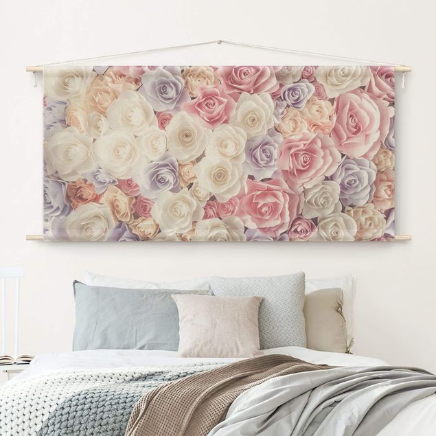 arazzi moderni da parete Rose artistiche in pastello
