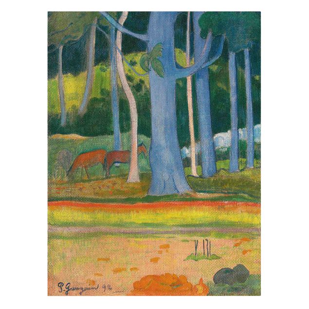Quadro paesaggio Paul Gauguin - Paesaggio con tronchi d'albero blu