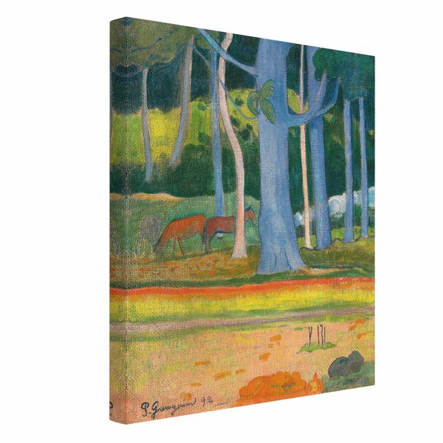 Quadro alberi Paul Gauguin - Paesaggio con tronchi d'albero blu