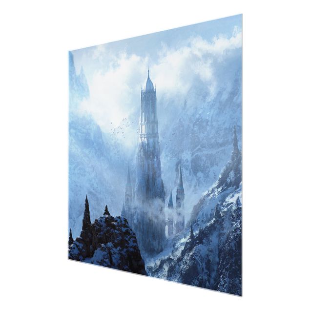 Quadro moderno blu Fantastico castello nella neve