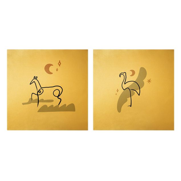 Quadro astratto Interpretazione di Picasso - Cavallo e fenicottero