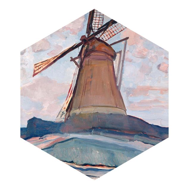 Carta da parati esagonale Piet Mondrian - Mulino a vento