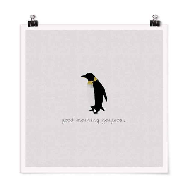 Poster bianco e nero Citazione Pinguino Buongiorno Splendido