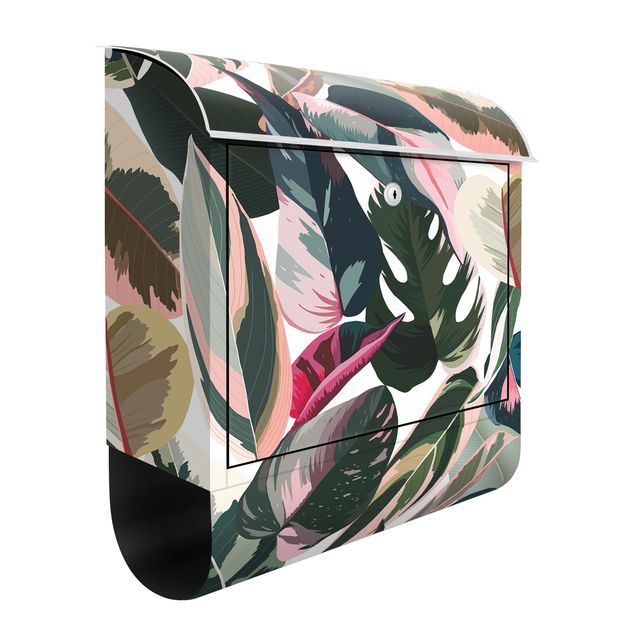 Cassette della posta con fiori Motivo tropicale rosa XXL