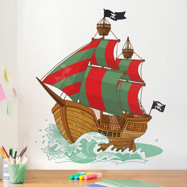 Decorazioni camera bambini Nave pirata con vela a forma di teschio