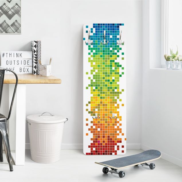 Appendiabiti pannello con disegni Pixel arcobaleno