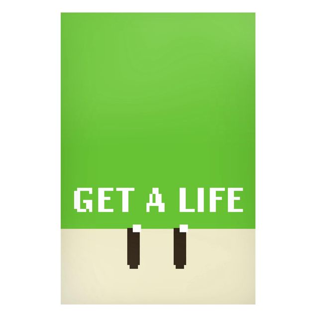 Quadri moderni   Frase in pixel Get A Life in verde