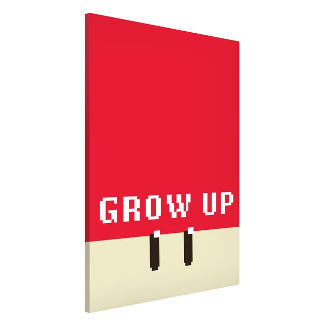 Lavagne magnetiche con frasi Frase in pixel Grow Up in rosso