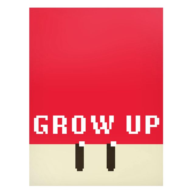 Quadro moderno Frase in pixel Grow Up in rosso