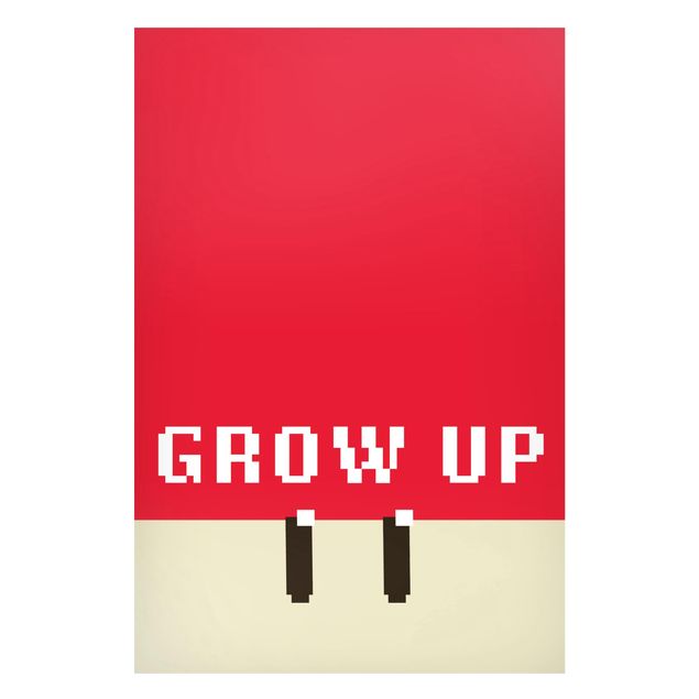 Quadro moderno Frase in pixel Grow Up in rosso
