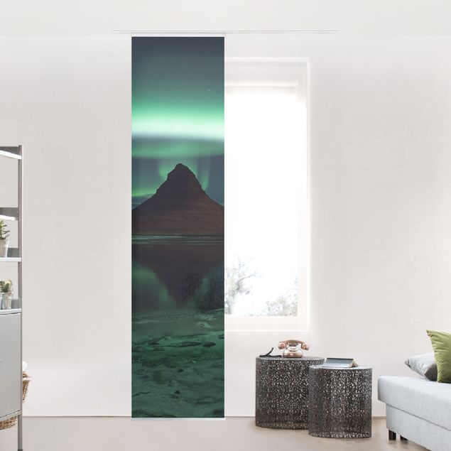 Tende a pannello scorrevoli con paesaggio L'aurora boreale in Islanda