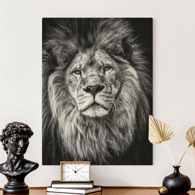 Quadri leone Ritratto di leone in bianco e nero