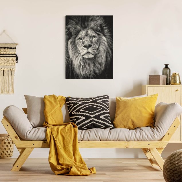 Quadro moderno Ritratto di leone in bianco e nero