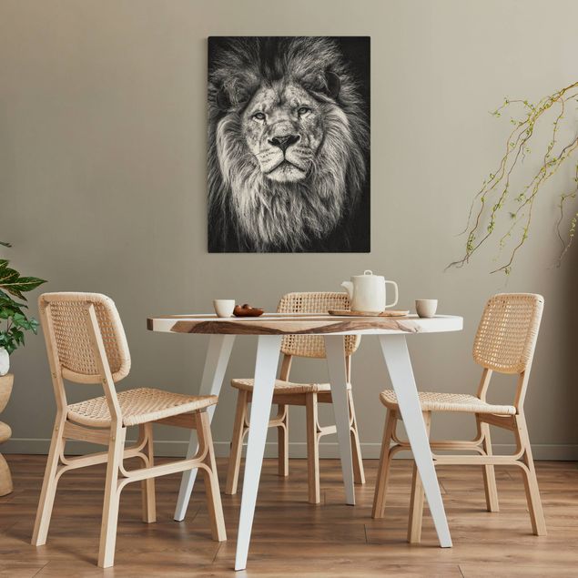 Quadri con animali Ritratto di leone in bianco e nero