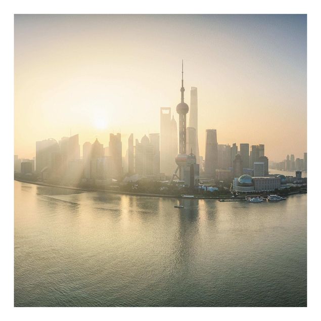 Quadri città Pudong all'alba