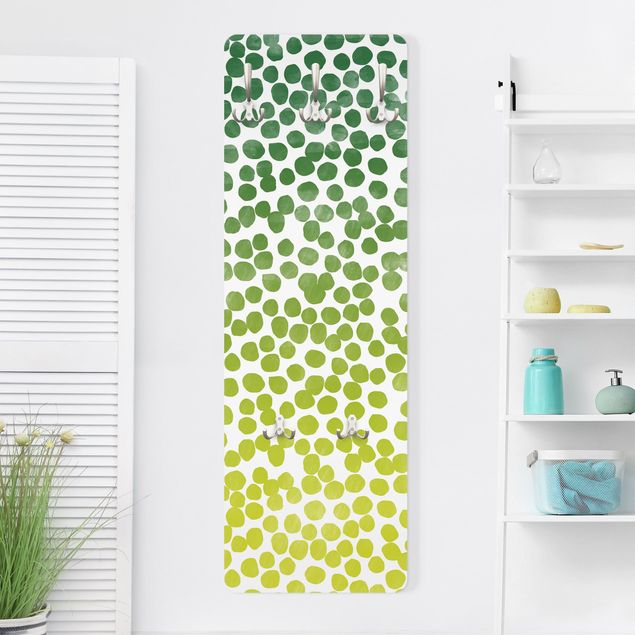 Appendiabiti pannello con disegni Motivo a punti Verde-Giallo - Sfumatura di colore